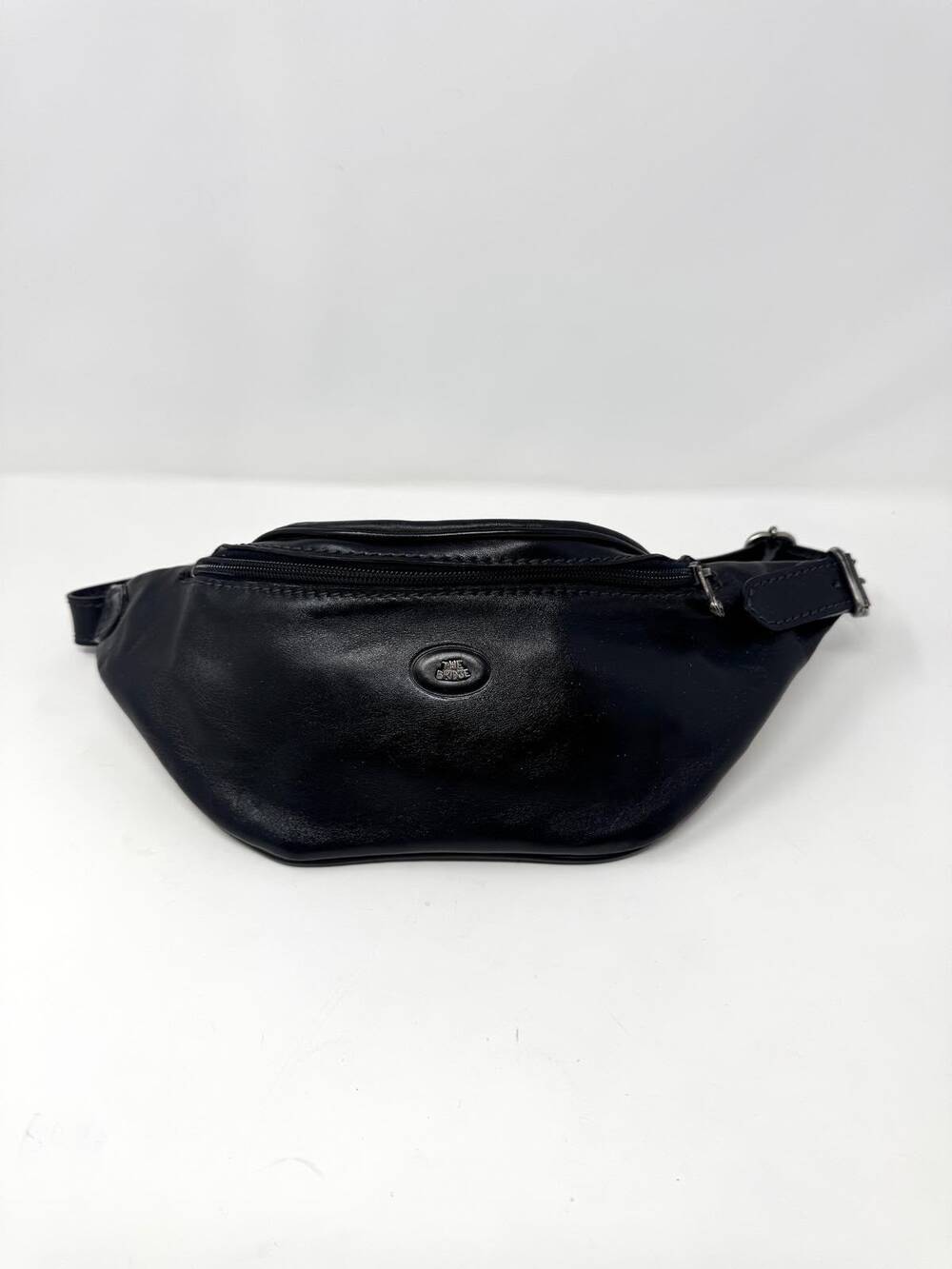 Vintage The Bridge Black Leather Fanny Pack Waist Bag Made in Italy